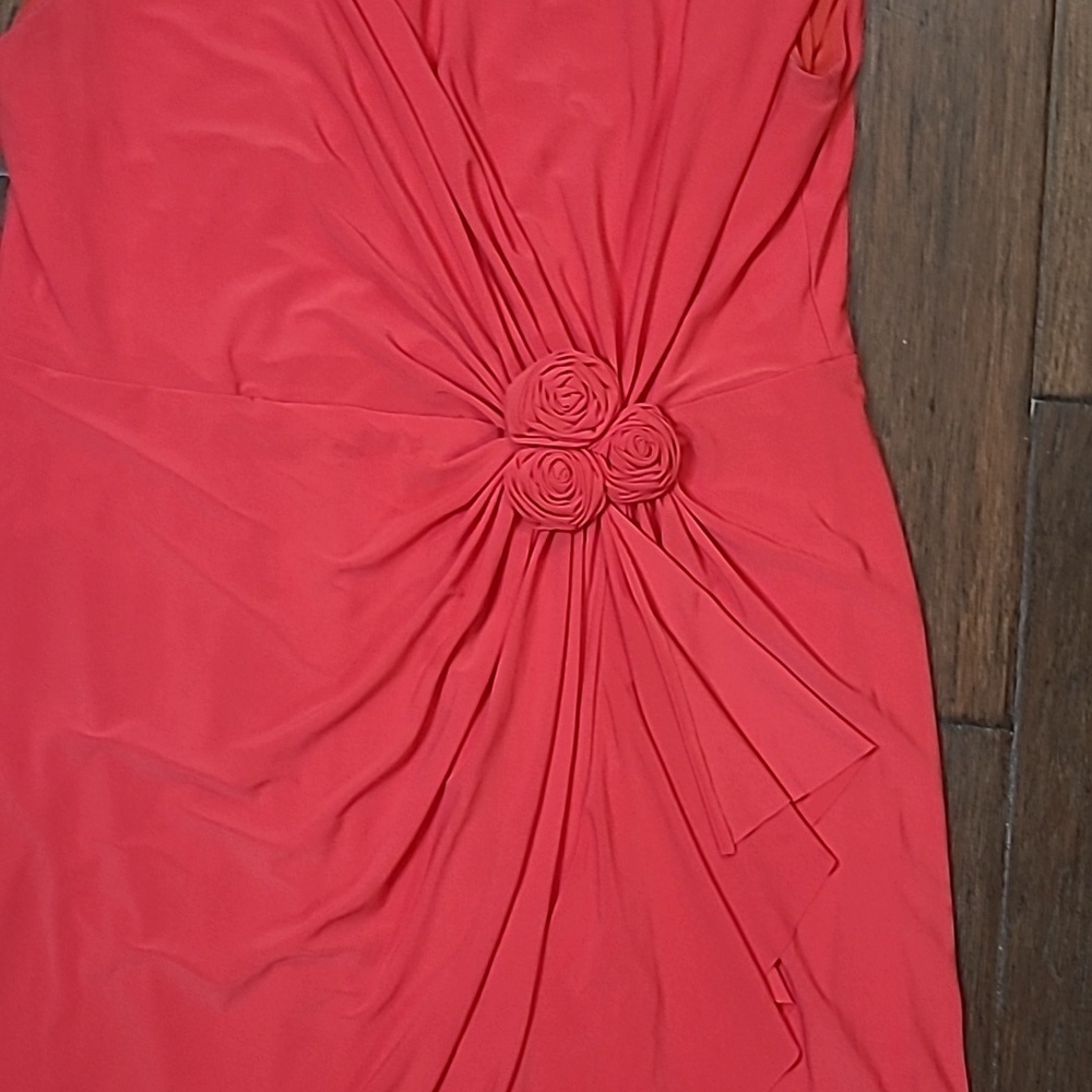 Black Label by Evan Picone Red Sleeveless Twist-Rosette Midi Dress size 16 - Picture 3 of 10